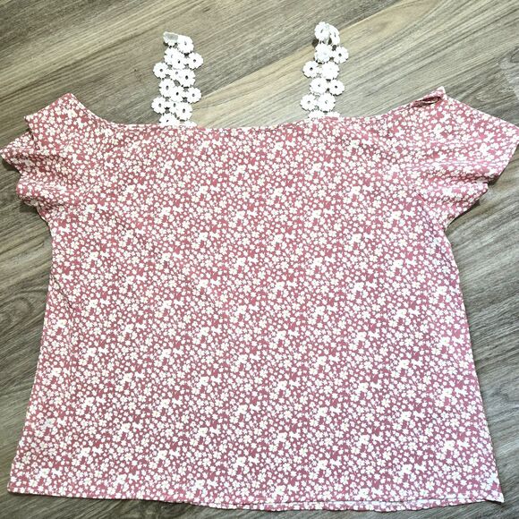 NWOT Shein Curve Women's 4x Floral  Blouse Cold Shoulder Lace Straps Pink - Picture 2 of 4